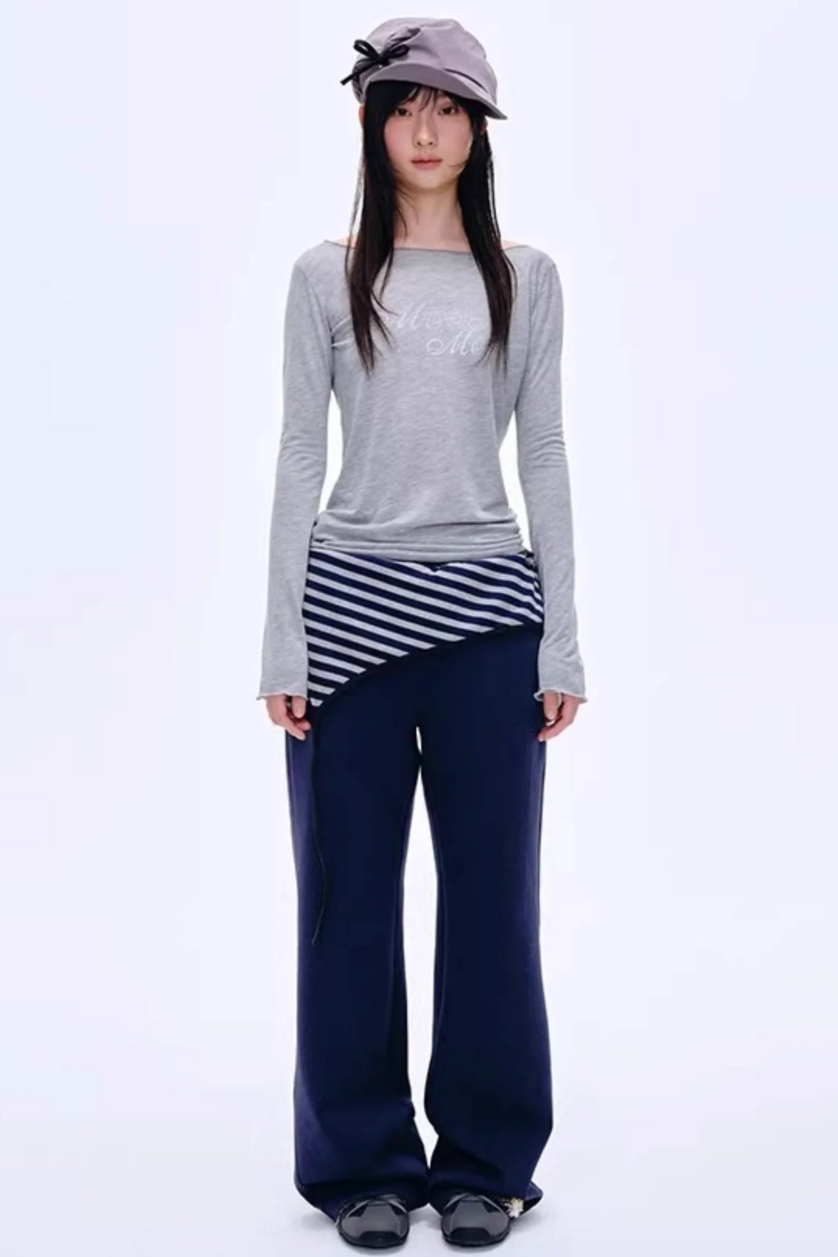 Color-Blocked Cotton Striped Pants