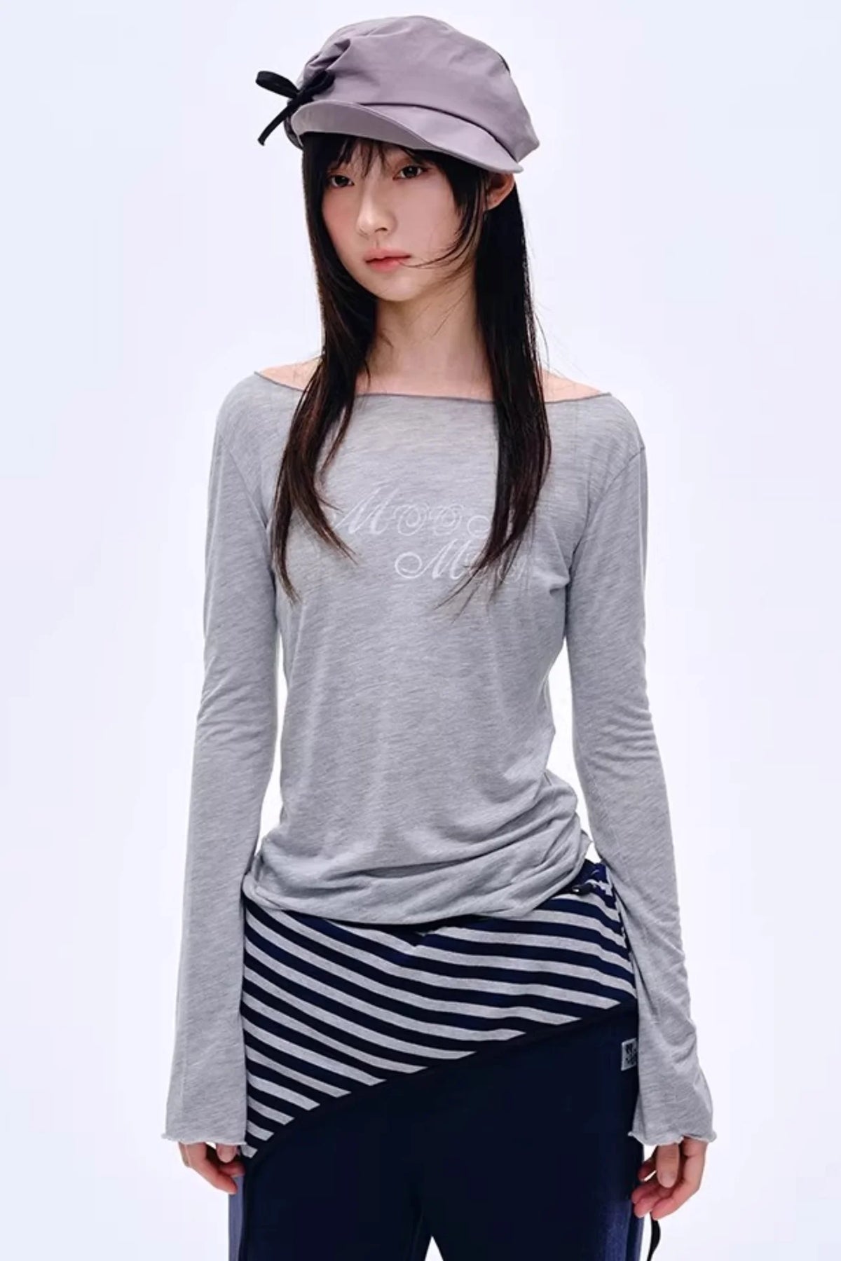 Color-Blocked Cotton Striped Pants