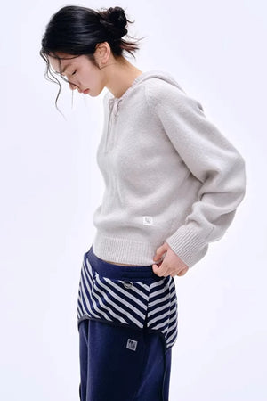 Color-Blocked Cotton Striped Pants