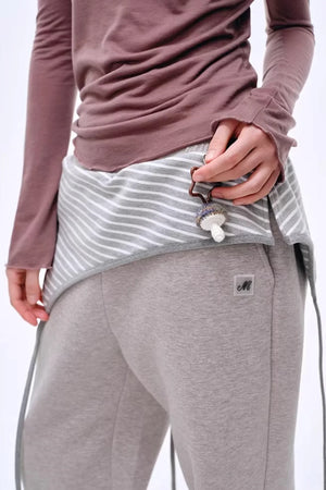 Color-Blocked Cotton Striped Pants