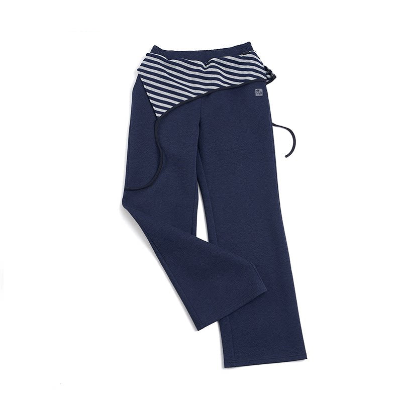 Color-Blocked Cotton Striped Pants