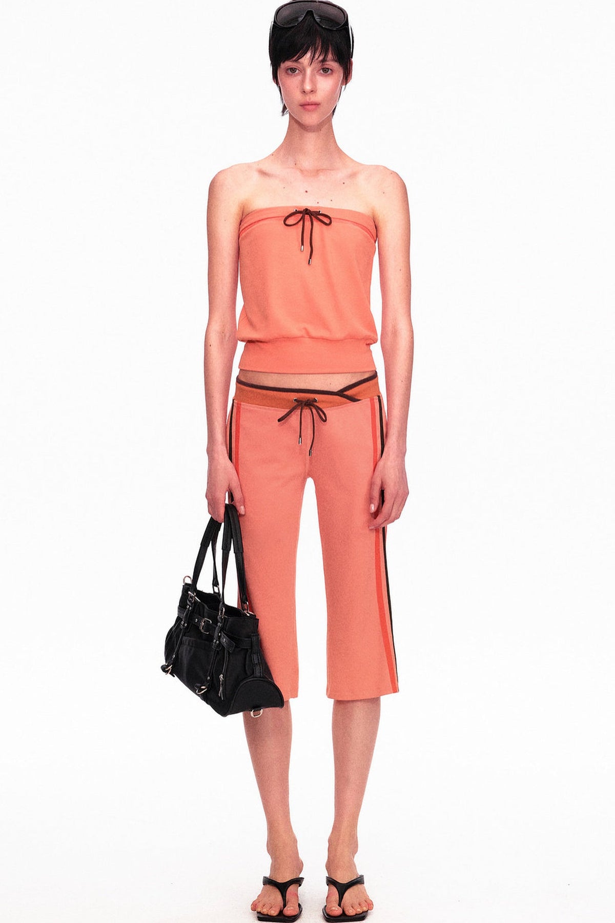 Color-Blocked Drawstring Tube Top