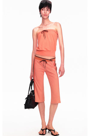 Color-Blocked Drawstring Tube Top