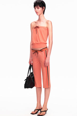 Color-Blocked Drawstring Tube Top
