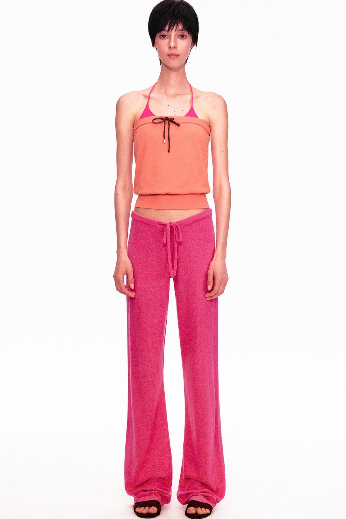Color-Blocked Drawstring Tube Top