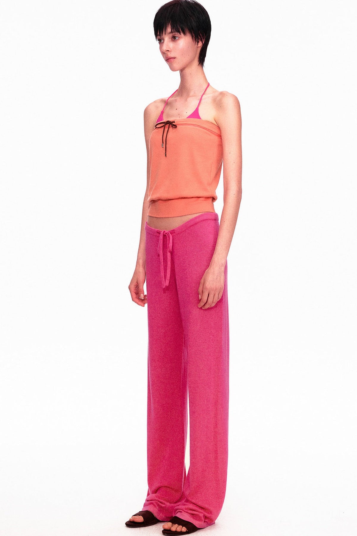 Color-Blocked Drawstring Tube Top