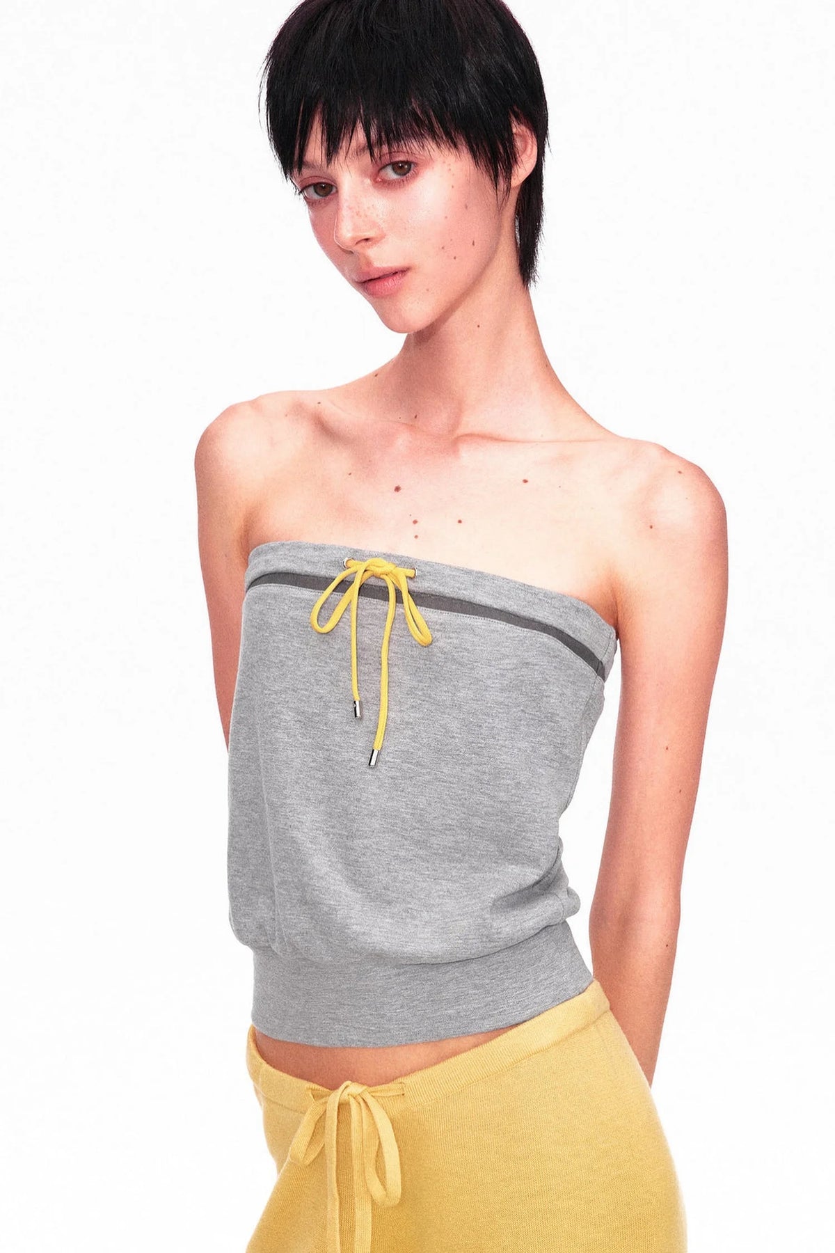 Color-Blocked Drawstring Tube Top