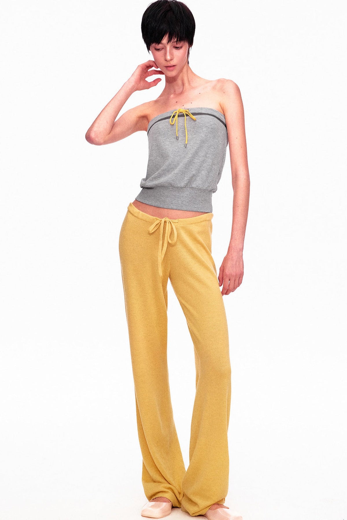 Color-Blocked Drawstring Tube Top