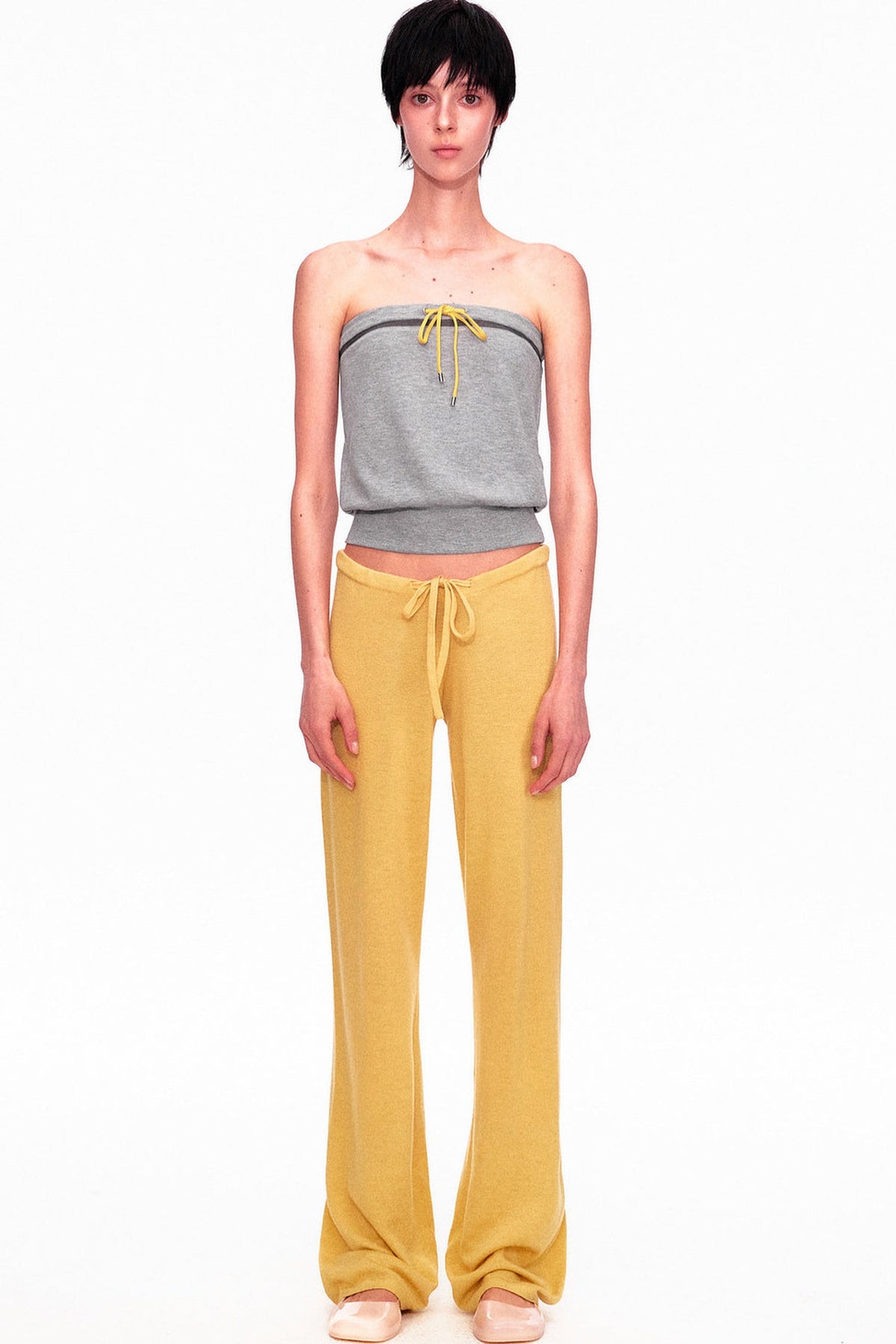 Color-Blocked Drawstring Tube Top