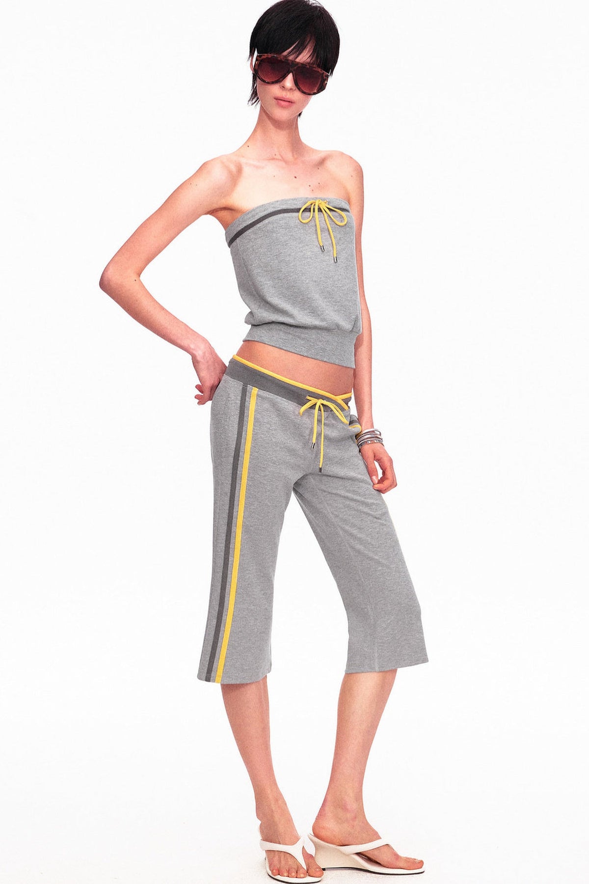 Color-Blocked Drawstring Tube Top