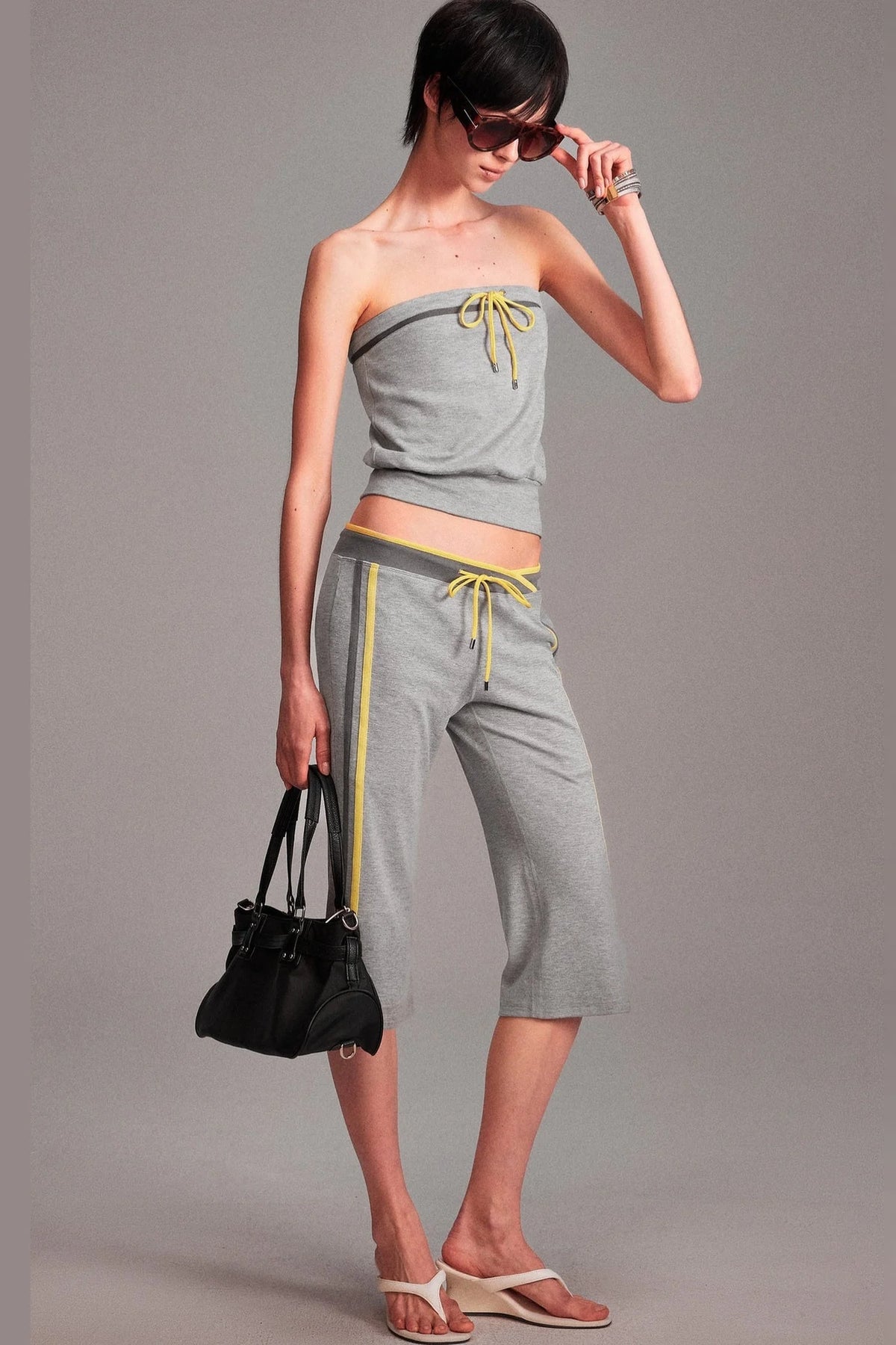 Color-Blocked Drawstring Tube Top
