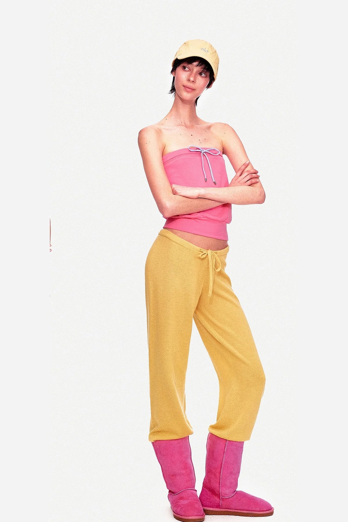 Color-Blocked Drawstring Tube Top
