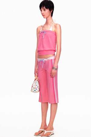 Color-Blocked Drawstring Tube Top