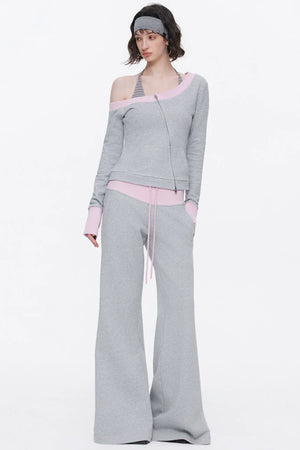 Color-Blocked Flared Pants