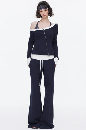Color-Blocked Flared Pants