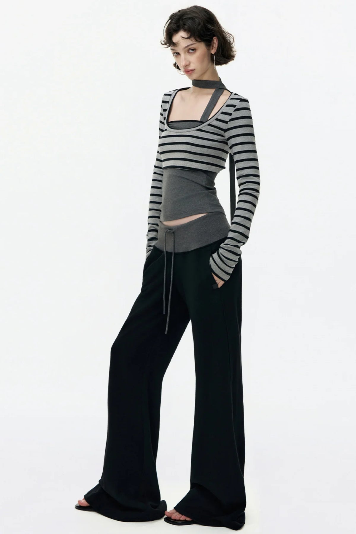 Color-Blocked Flared Pants