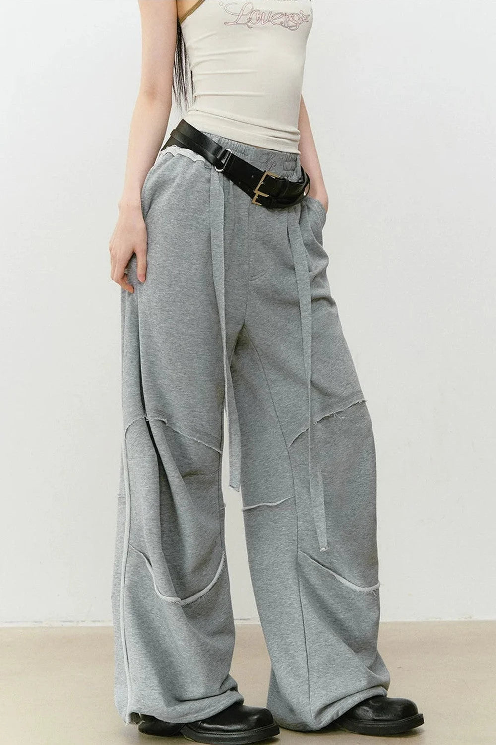 Color-Blocked Frayed Sweatpants