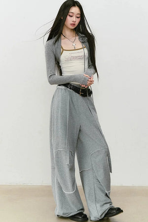 Color-Blocked Frayed Sweatpants