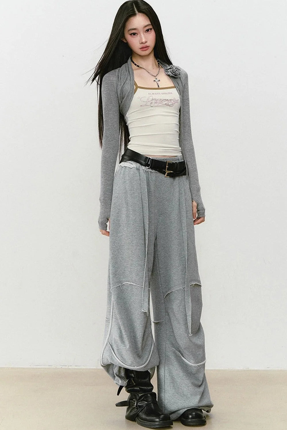 Color-Blocked Frayed Sweatpants