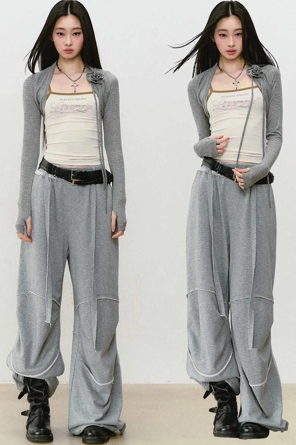 Color-Blocked Frayed Sweatpants