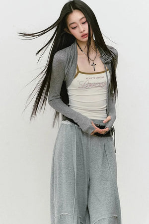 Color-Blocked Frayed Sweatpants