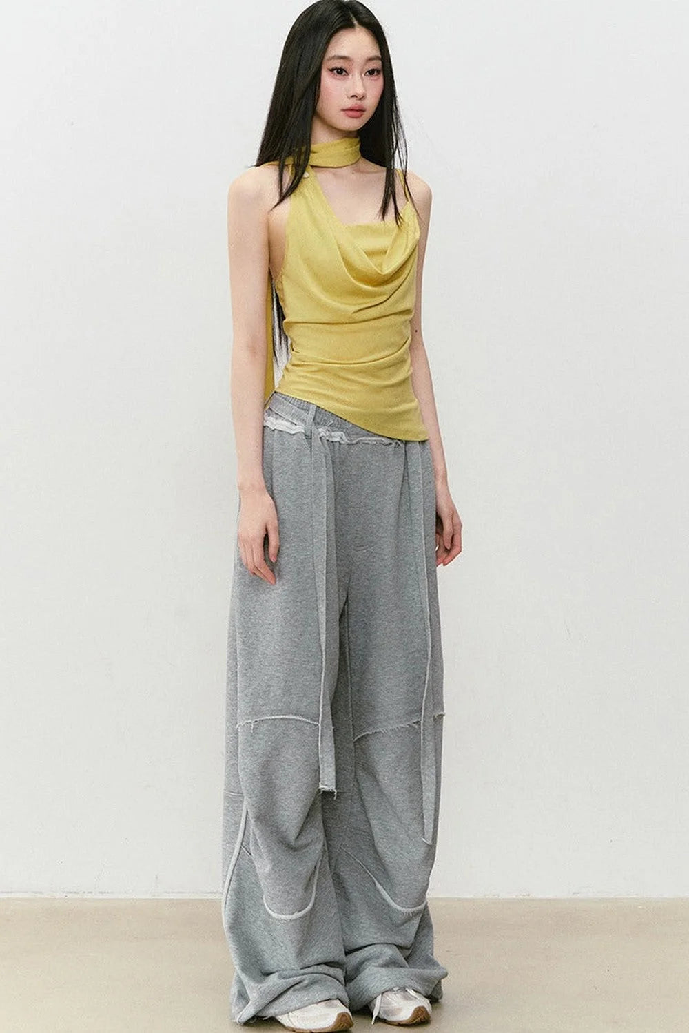 Color-Blocked Frayed Sweatpants