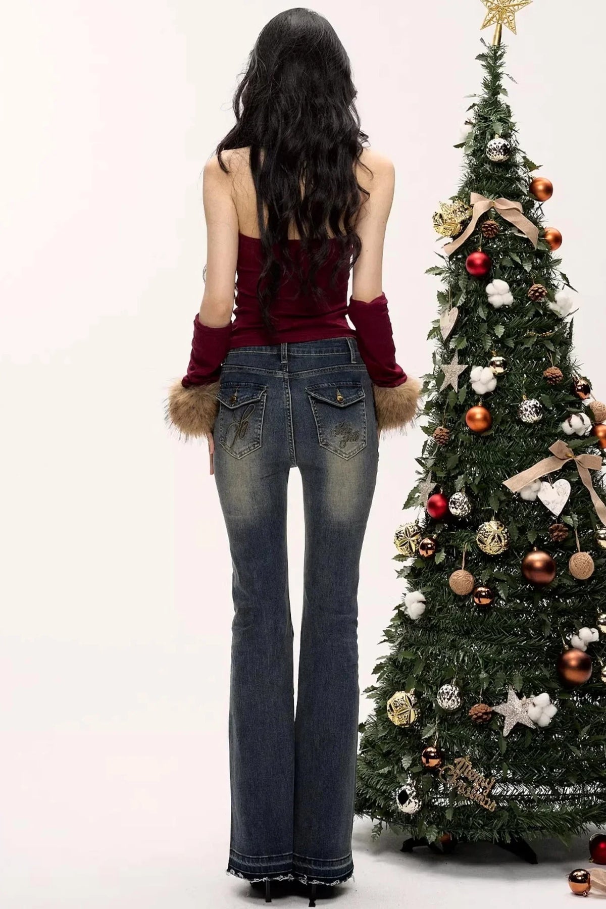 Color-Blocked Fur Collar Vest