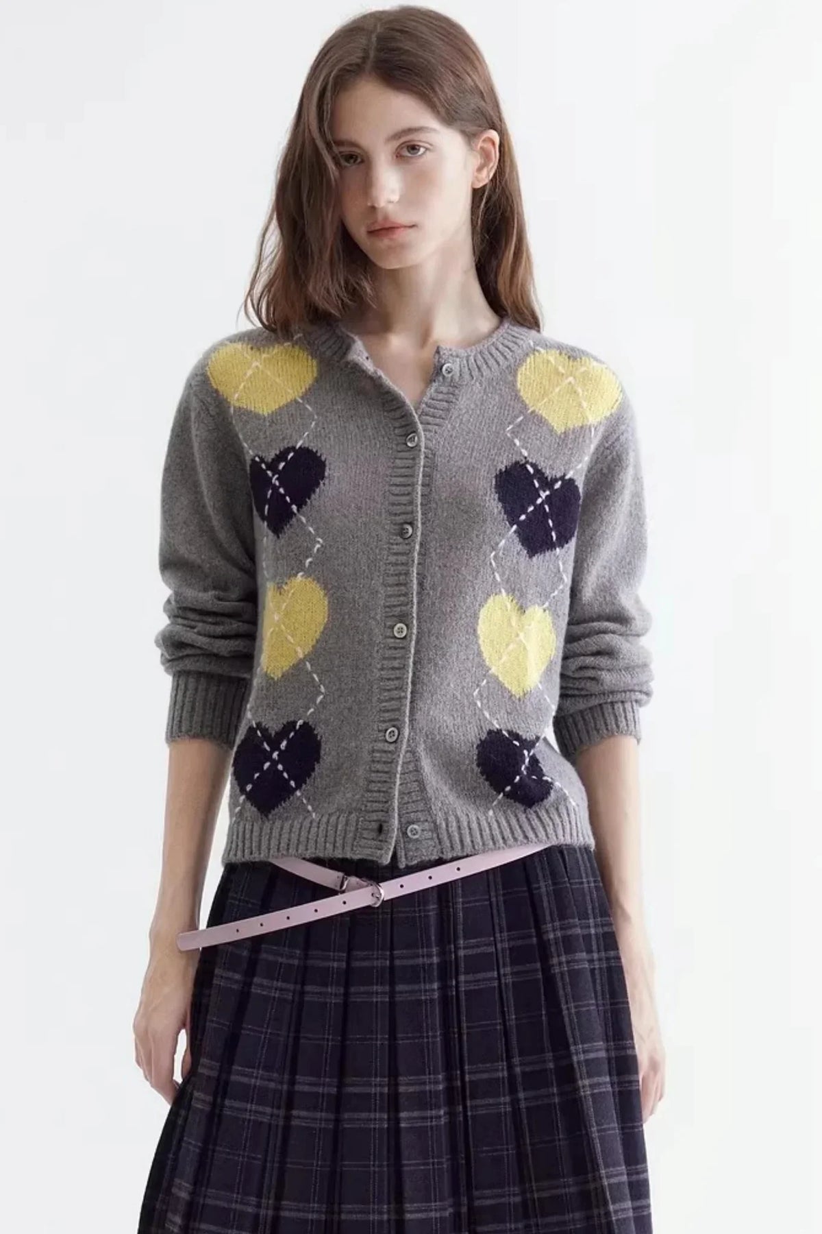 Color-Blocked Heart Knitted Sweater