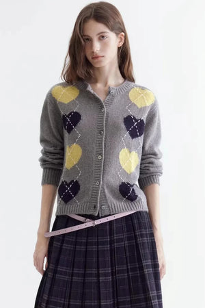 Color-Blocked Heart Knitted Sweater