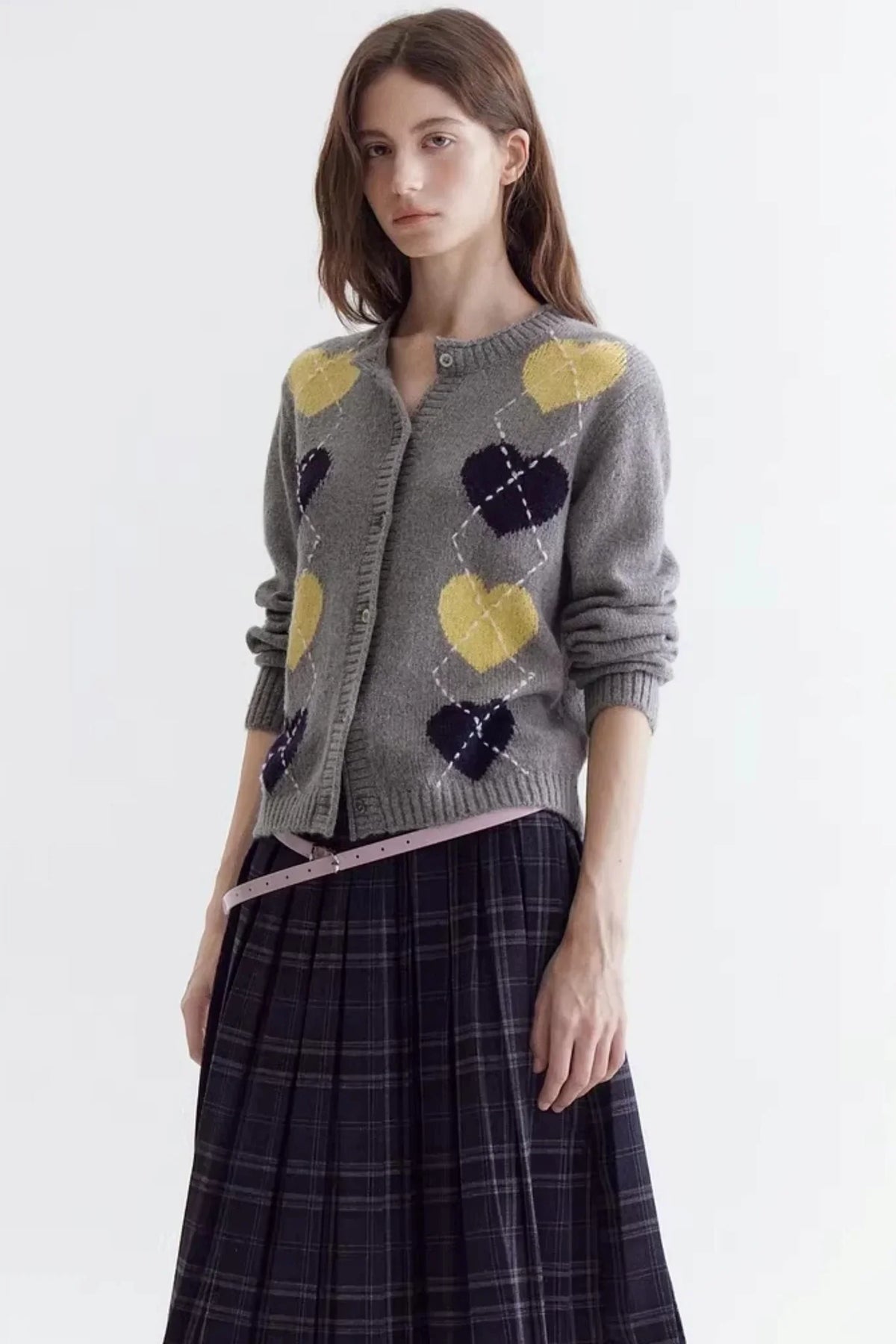 Color-Blocked Heart Knitted Sweater