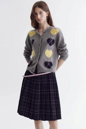 Color-Blocked Heart Knitted Sweater
