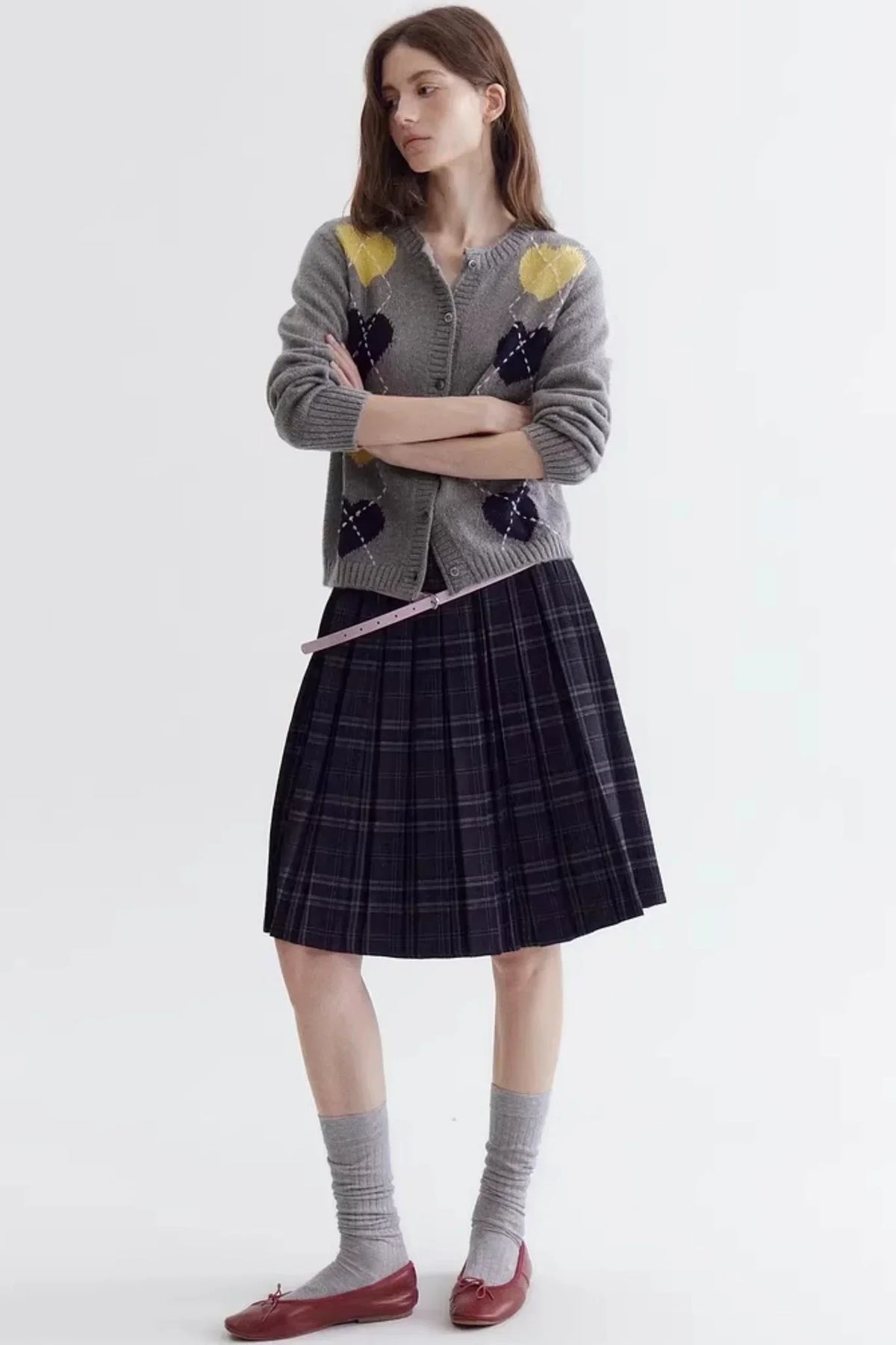 Color-Blocked Heart Knitted Sweater
