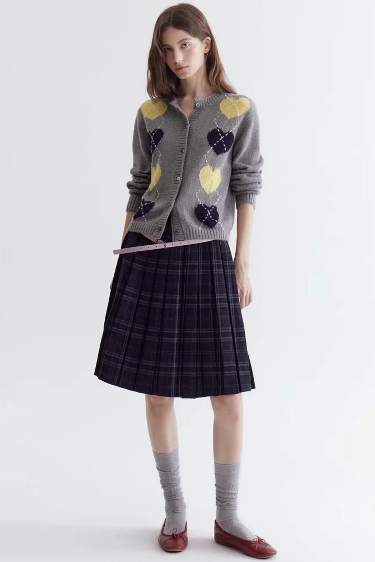 Color-Blocked Heart Knitted Sweater