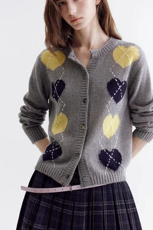 Color-Blocked Heart Knitted Sweater