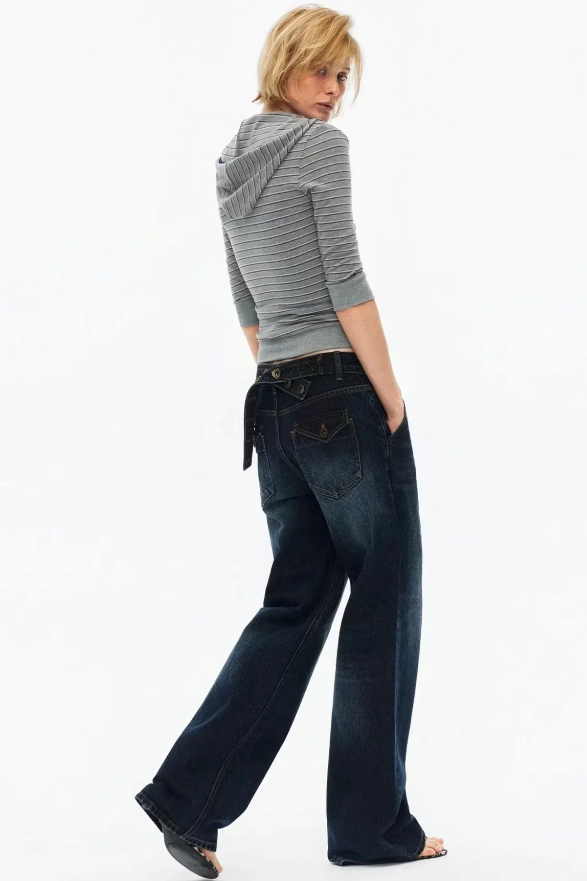 Color-Blocked Hooded Knitted Top