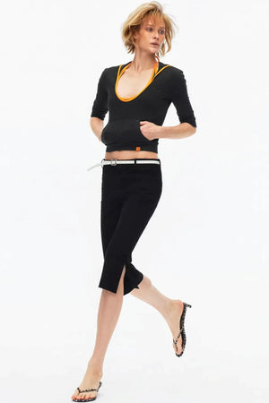 Color-Blocked Hooded Knitted Top