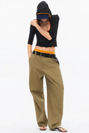 Color-Blocked Hooded Knitted Top