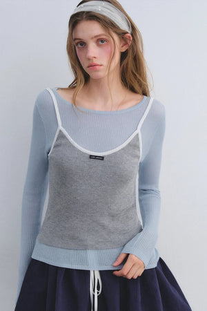 Color-Blocked Knit Camisole Top