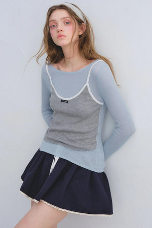 Color-Blocked Knit Camisole Top