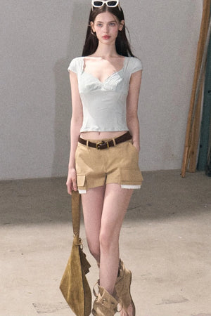 Color-Blocked Linen Pants