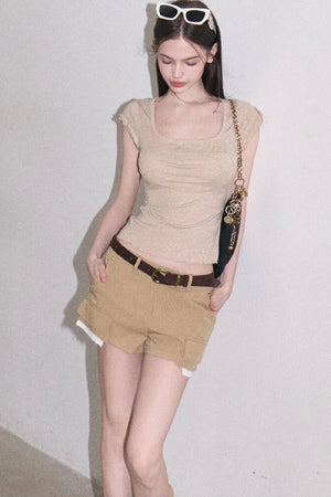 Color-Blocked Linen Pants