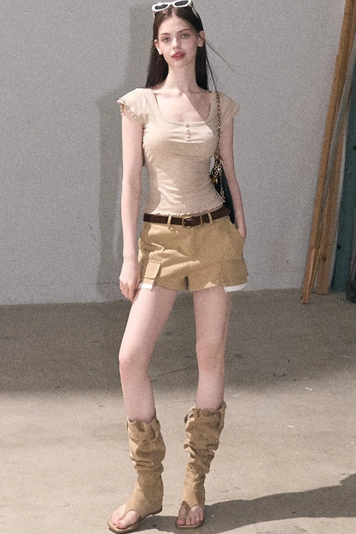 Color-Blocked Linen Pants