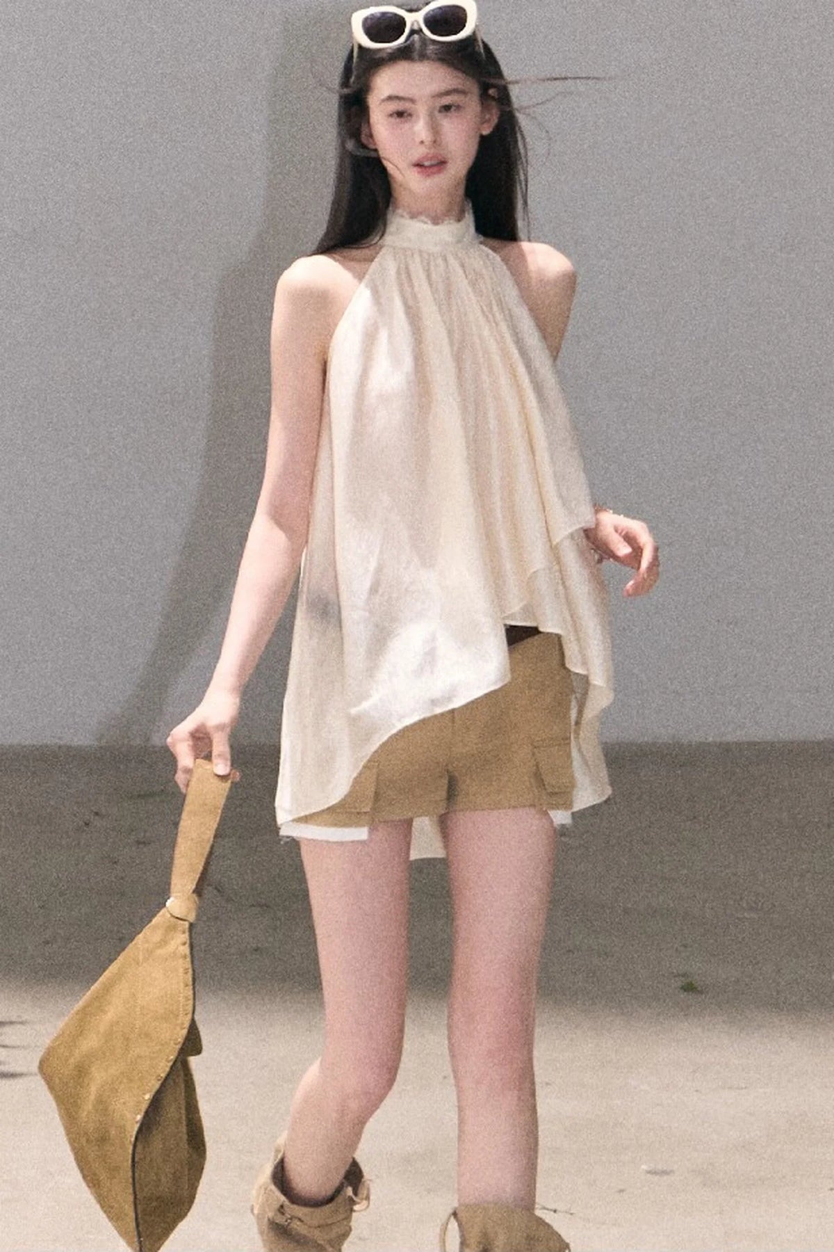 Color-Blocked Linen Pants