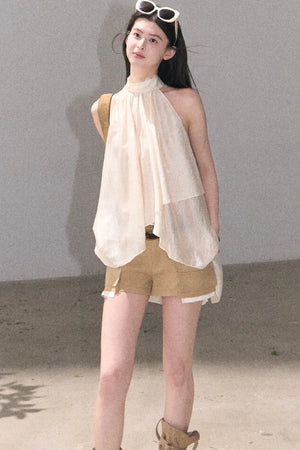 Color-Blocked Linen Pants