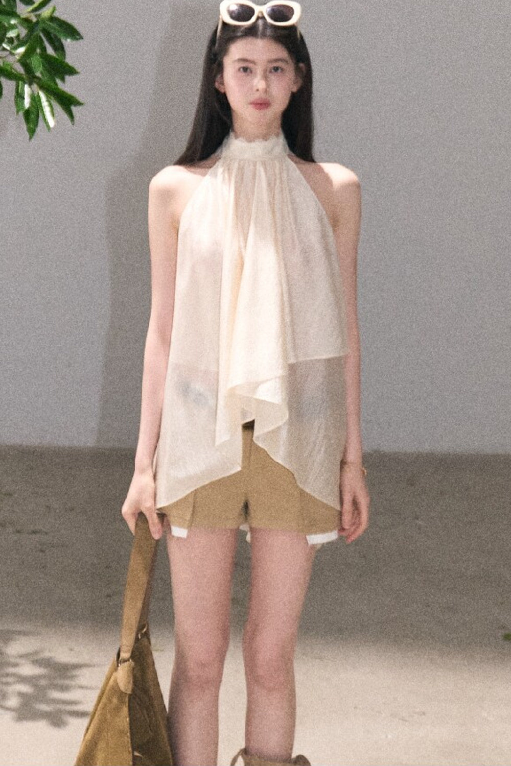 Color-Blocked Linen Pants