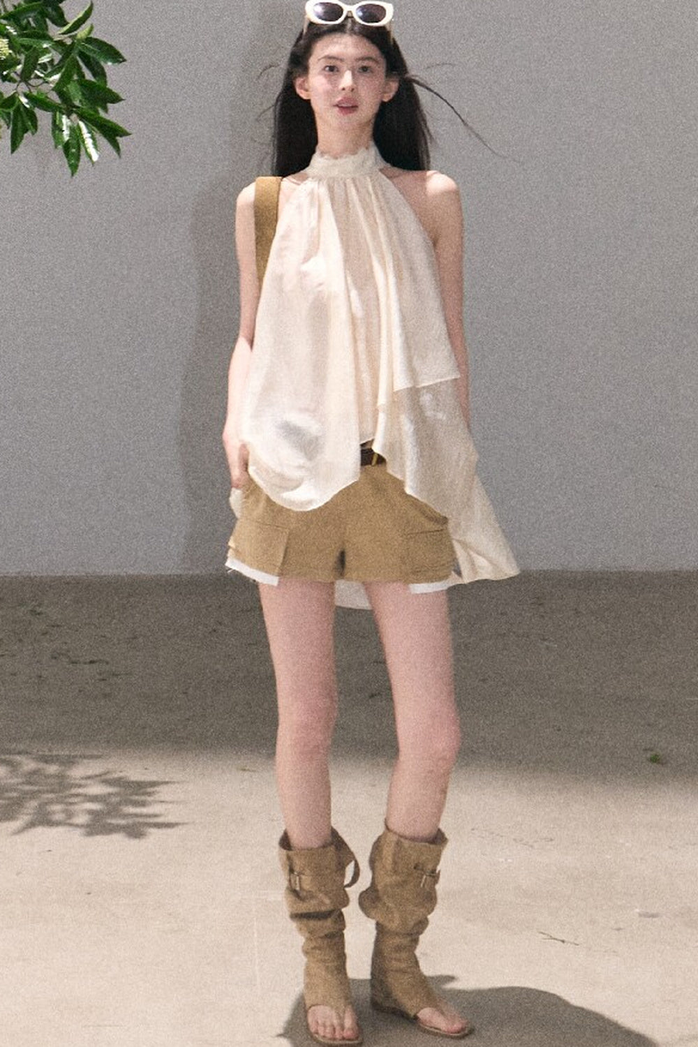 Color-Blocked Linen Pants