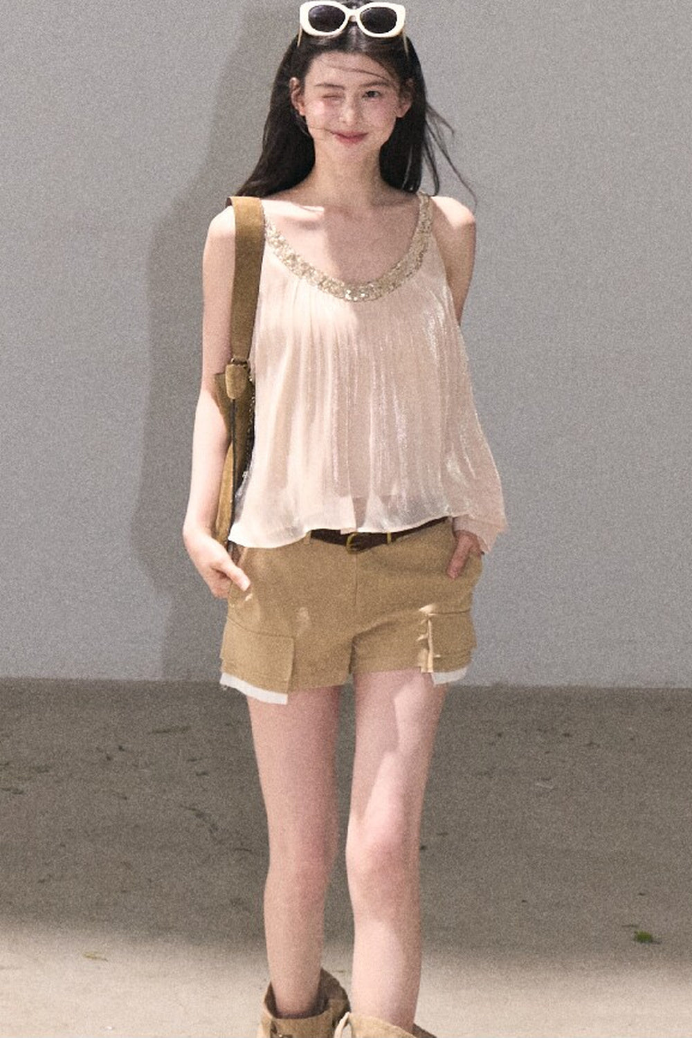 Color-Blocked Linen Pants