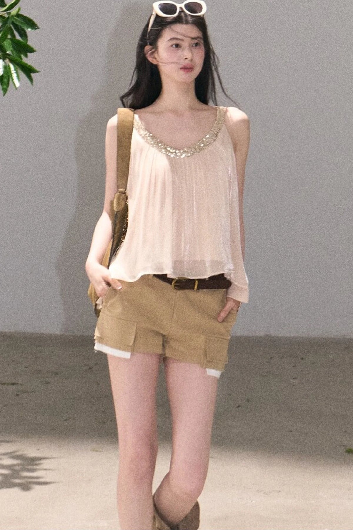 Color-Blocked Linen Pants