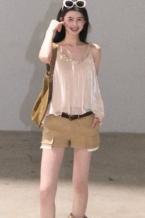 Color-Blocked Linen Pants