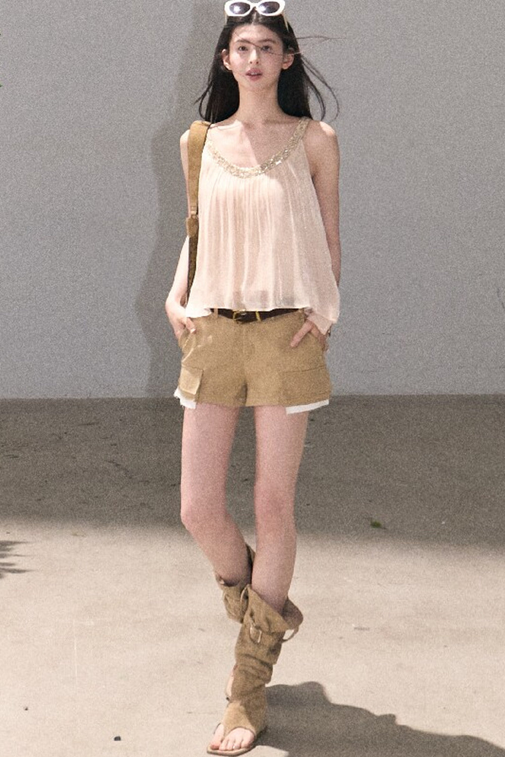 Color-Blocked Linen Pants